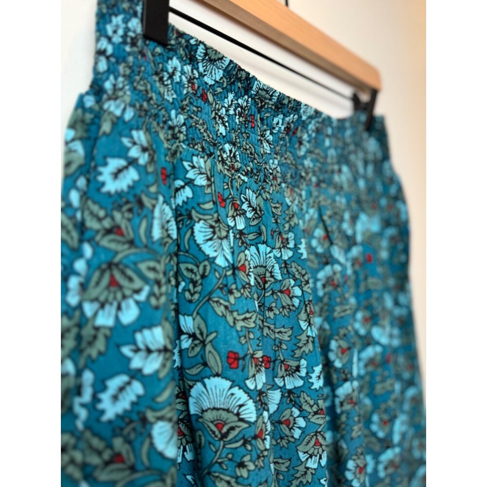 Wide-Leg Floral Pants By Band Of The Free - Deep Teal Aqua - Picture 6 of 9